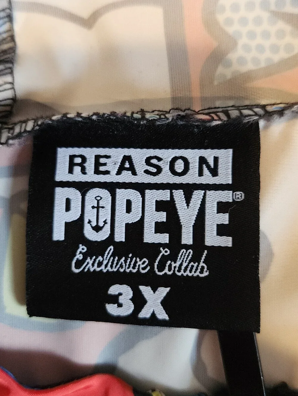 REASON POPEYE Comic Allover Print Multicolor Windbreaker 1/4 Zip Hood Mens 3XL